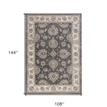 9inchesx12inches Grey Ivory Bordered Floral Indoor Area Rug