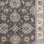 9inchesx12inches Grey Ivory Bordered Floral Indoor Area Rug