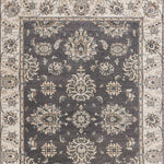 9inchesx12inches Grey Ivory Bordered Floral Indoor Area Rug