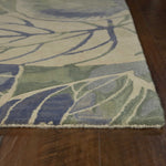9'x12' Blue Green Hand Tufted Caladium Indoor Area Rug