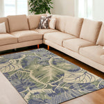 9'x12' Blue Green Hand Tufted Caladium Indoor Area Rug