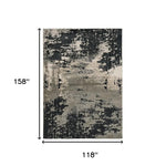 10inchesx13inches Silver Charcoal Machine Woven Abstract Paint Splatter Indoor Area Rug