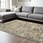 9inchesx12inches Sand Blue Hand Loomed Traditional Floral Indoor Area Rug