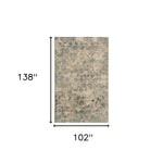 9inchesx12inches Sand Blue Hand Loomed Traditional Floral Indoor Area Rug