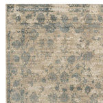 9inchesx12inches Sand Blue Hand Loomed Traditional Floral Indoor Area Rug