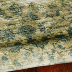 9inchesx12inches Sand Blue Hand Loomed Traditional Floral Indoor Area Rug