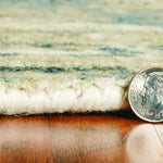 9inchesx12inches Sand Blue Hand Loomed Traditional Floral Indoor Area Rug