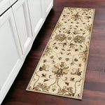 2' x 7' Champagne Floral Vine Wool Runner Rug