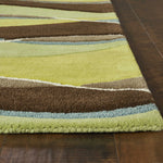 3' x 5' Lime or Mocha Abstract Waves Wool Area Rug