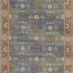 5inchesx7inches Blue Red Hand Woven Floral Traditional Indoor Area Rug