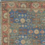5inchesx7inches Blue Red Hand Woven Floral Traditional Indoor Area Rug