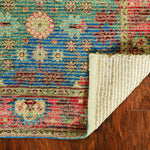 5inchesx7inches Blue Red Hand Woven Floral Traditional Indoor Area Rug