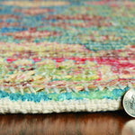 5inchesx7inches Blue Red Hand Woven Floral Traditional Indoor Area Rug