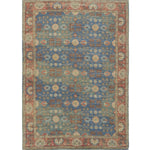 5inchesx7inches Blue Red Hand Woven Floral Traditional Indoor Area Rug