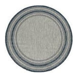 8inches Grey Denim Machine Woven UV Treated Bordered Indoor Outdoor Round Area Rug