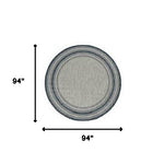 8inches Grey Denim Machine Woven UV Treated Bordered Indoor Outdoor Round Area Rug