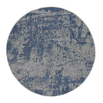 8inches Round Grey or Denim Abstract Brushstrokes UV Treated Area Rug