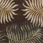 3inches x 5inches Espresso Fern Leaves Wool Area Rug