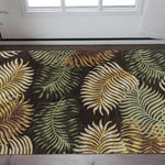 3inches x 5inches Espresso Fern Leaves Wool Area Rug