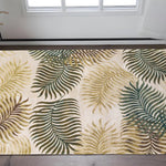 3inchesx5inches Natural Beige Hand Tufted Tropical Leaves Indoor Area Rug