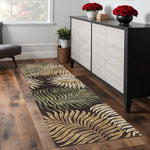 8inches Espresso Brown Hand Tufted Tropical Leaves Indoor Runner Rug