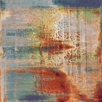 5inchesx8inches Blue Rust Orange Machine Woven Abstract Brushstrokes Indoor Area Rug