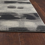 5inchesx8inches Shades of Grey Machine Woven Abstract Brushstroke Indoor Area Rug