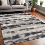 5inchesx8inches Shades of Grey Machine Woven Abstract Brushstroke Indoor Area Rug