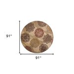 8inches Sage Green Machine Woven Floral Medallion Disk Round Indoor Area Rug