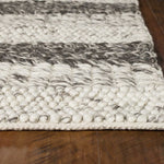 3inchesx5inches Grey White Hand Woven Knobby Stripes Indoor Area Rug