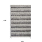 3inchesx5inches Grey White Hand Woven Knobby Stripes Indoor Area Rug