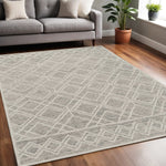 5inches x 7inches Sand Geometric Diamond Wool Indoor Area Rug