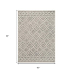 5inches x 7inches Sand Geometric Diamond Wool Indoor Area Rug