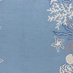 5inchesx8inches Sea Blue Hand Hooked Bordered Coral Reef Indoor Area Rug