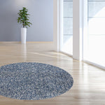 6inches Round Indigo or Ivory Heather Plain Indoor Area Rug