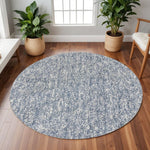 6inches Round Indigo or Ivory Heather Plain Indoor Area Rug