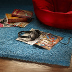 5inches x 7inches Highlighter Blue Plain Indoor Area Rug