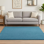 5inches x 7inches Highlighter Blue Plain Indoor Area Rug