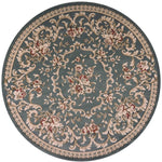 8inches Round Slate Blue Floral Vine Bordered Indoor Area Rug