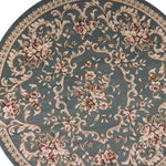 8inches Round Slate Blue Floral Vine Bordered Indoor Area Rug