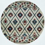 8inches Ivory Machine Woven Geometric Lodge Round Indoor Area Rug