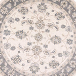 8inches Ivory Grey Floral Round Indoor Area Rug
