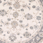 8inches Ivory Grey Floral Round Indoor Area Rug