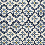 5inches x 7inches Ivory or Blue Geometric Mosaic Indoor Outdoor Area Rug