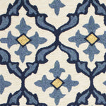 5inches x 7inches Ivory or Blue Geometric Mosaic Indoor Outdoor Area Rug