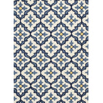 5inches x 7inches Ivory or Blue Geometric Mosaic Indoor Outdoor Area Rug