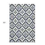 5inches x 7inches Ivory or Blue Geometric Mosaic Indoor Outdoor Area Rug