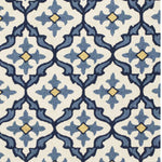5inches x 7inches Ivory or Blue Geometric Mosaic Indoor Outdoor Area Rug