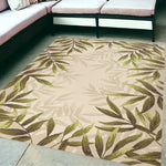 5inches x 7inches Sand Leaves UV Treated Indoor Outdoor Area Rug