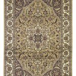 7' Octagon Beige or Ivory Floral Medallion Bordered Indoor Area Rug